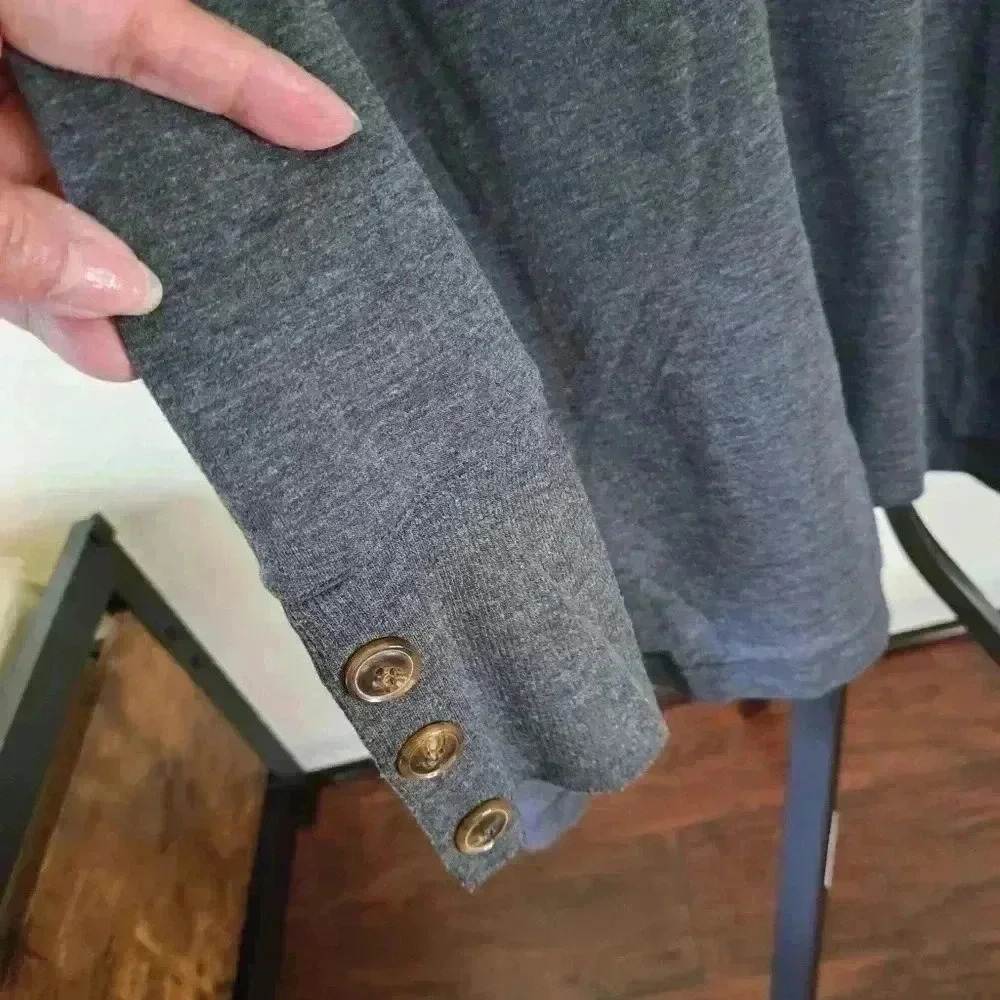 SWEATSHIRT PROJECT GRAY BUTTONED SLEEVES SIZE 1X - Picture 9 of 13